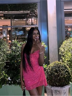 Oh Polly Hot Pink Sequin Mini Dress